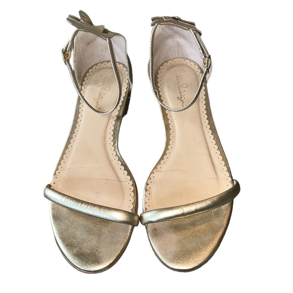 Lilly Pulitzer Laura Metallic Gold Pineapple Ankle Strap Sandals - 9.5 - Picture 8 of 16